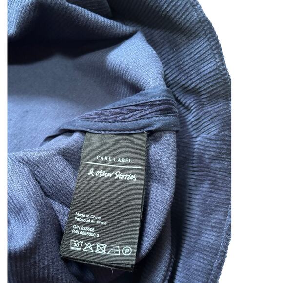 & Other Stories Navy Blue Corduroy Mini Skirt with Buttons Size 2 Fall Winter - Picture 7 of 7